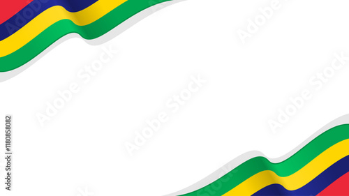 wavy mauritius flag frame background with copy space for text. mauritius for national day