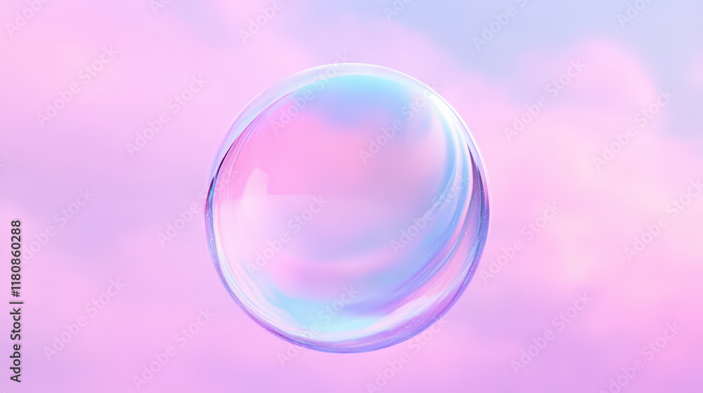 Colorful 4D Floating Bubble with Chrome Finish Against Soft Pastel Background, Ideal for Creative and Abstract Projects in Visual Art and Design Colorful 4D Floating Bubble with Chrome Finish Against Soft Pastel Background, Ideal for Creative and Abstract Projects in Visual Art and Design