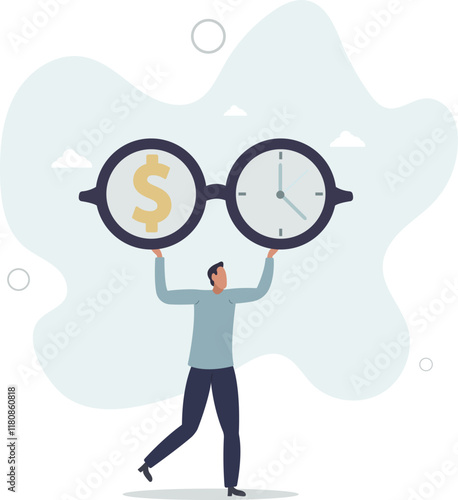 Time is money, investment profit or pension fund, value price or long term investing, saving money or debt payment, financial freedom concept.flat characters. photo