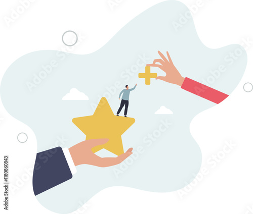 Value added, increase value or price of product to make profit, additional advantage or development for more benefit concept.flat characters.
