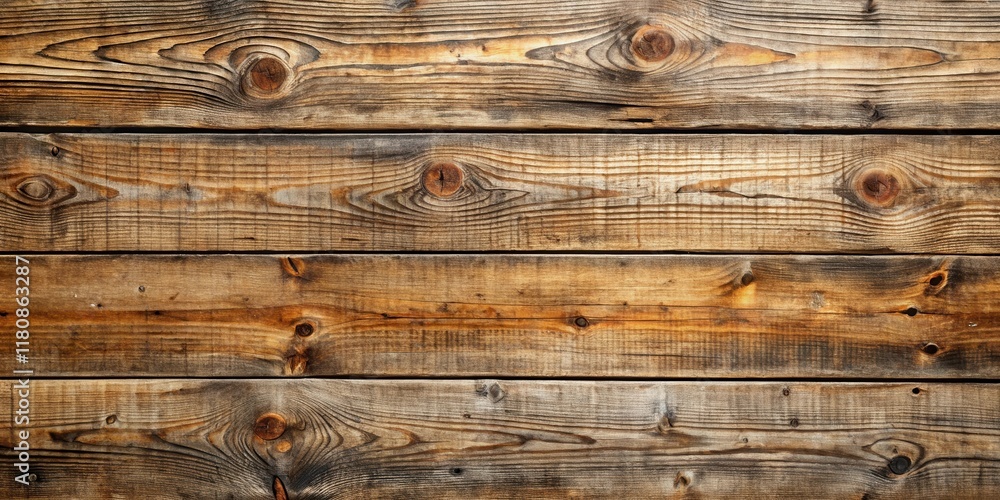 Fototapeta premium Weathered wooden planks with visible cracks and knots on a rustic background, natural, wood planks