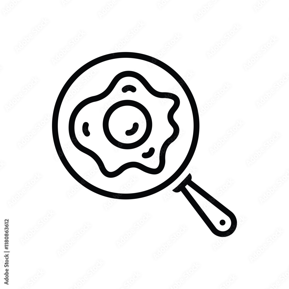 Black line icon for fried egg Black line icon for fried egg
