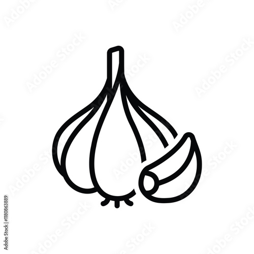 Black line icon for garlic