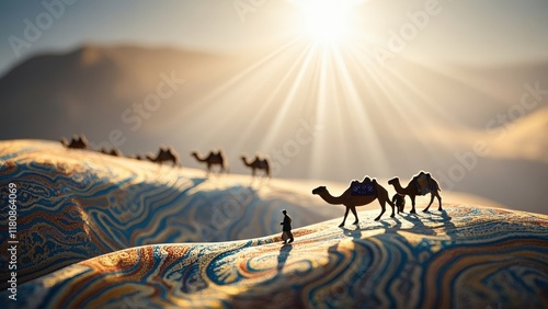 Desert Camels and Travelers
