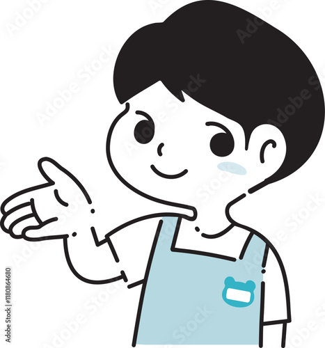 説明をする保育士男性のイラスト