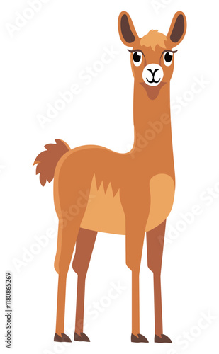 Llama Standing Flat Vector Illustration