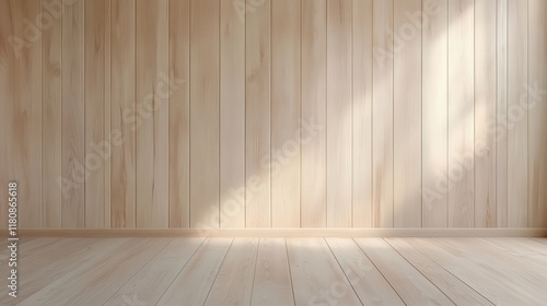 Wallpaper Mural A large empty room with wooden walls and floors Torontodigital.ca