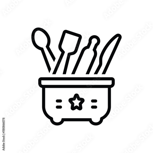 Black line icon for utensils