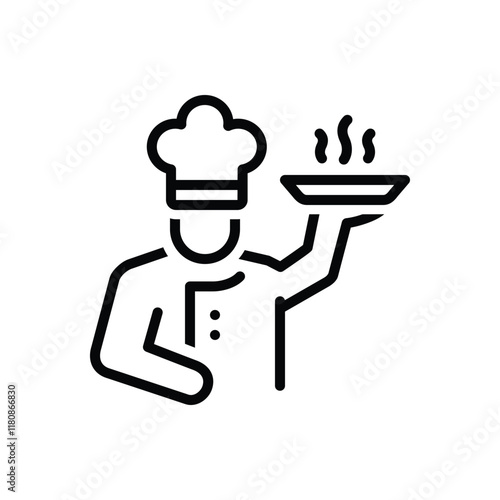 Black line icon for chef
