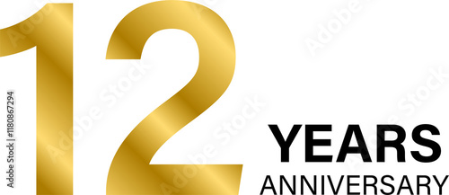 12 years anniversary gold icon for graphic design, logo, website, social media, mobile app, UI illustration