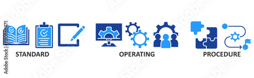 SOP icon set illustration concept with icon of standard, operating, procedure	
