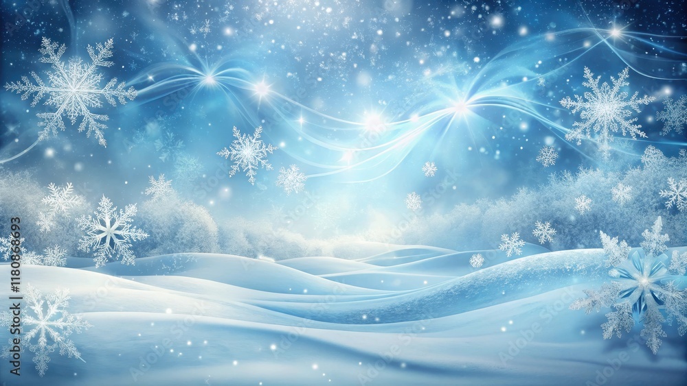 Icy winter landscape with delicate snowflakes gently falling amidst a backdrop of swirling whites and blues , icy landscape, abstract snow Icy winter landscape with delicate snowflakes gently falling amidst a backdrop of swirling whites and blues , icy landscape, abstract snow