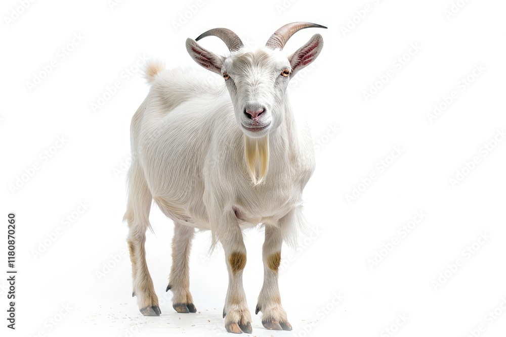 Premium Quality Image of Full Body Goat Isolated on White Background, Front View Premium Quality Image of Full Body Goat Isolated on White Background, Front View