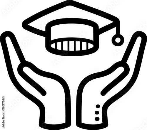 Scholarship doodle vector icon and illustration