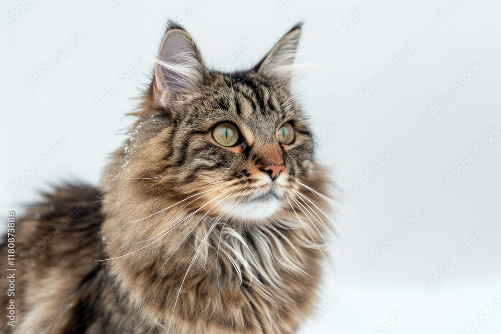 Detailed Picture of Ravishing Adorable Cat Portrait on White Isolated Background Detailed Picture of Ravishing Adorable Cat Portrait on White Isolated Background