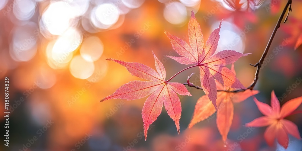 Vibrant Autumn Leaves Against a Blurred Background of Orange and Gold Hues Vibrant Autumn Leaves Against a Blurred Background of Orange and Gold Hues