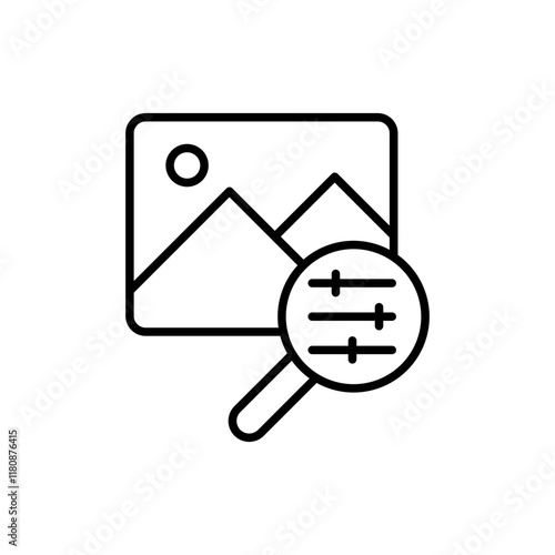 Image filter search outline icons, minimalist vector illustration ,simple transparent graphic element .Isolated on white background