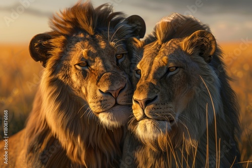 Pair of adult Lions. Predator´s love.