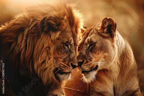 Pair of adult Lions. Predator´s love.
