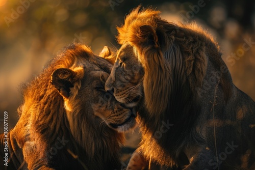 Pair of adult Lions. Predator´s love.