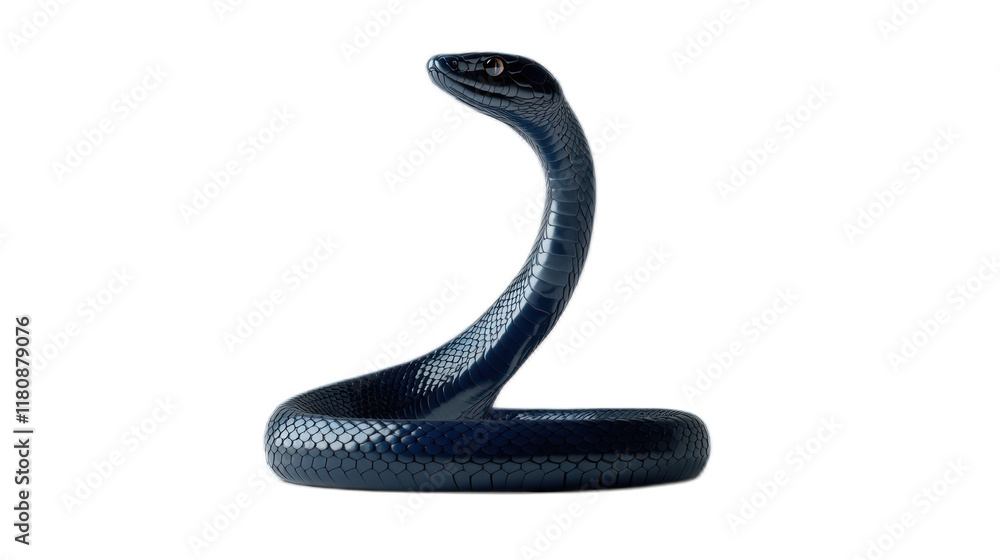 Fototapeta premium Majestic Blue Snake in a Striking Upright Position Showcasing Its Sleek Scaliness and Intriguing Prowess, Capturing the Essence of Nature’s Serpentine Beauty