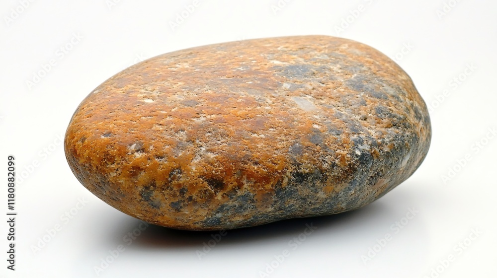 Smooth round stone with earthy tones on a light background for natural decor Smooth round stone with earthy tones on a light background for natural decor