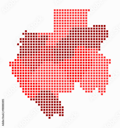 Gabon dotted map. Digital style map of the country on a white background. Gabon shape with square dots. Colored dots style. Large size squares. Stylish vector illustration.