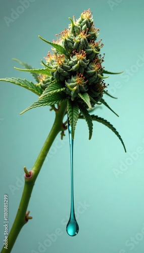 Resin drips from dark green Purpa buds like colorful tears, , drips photo