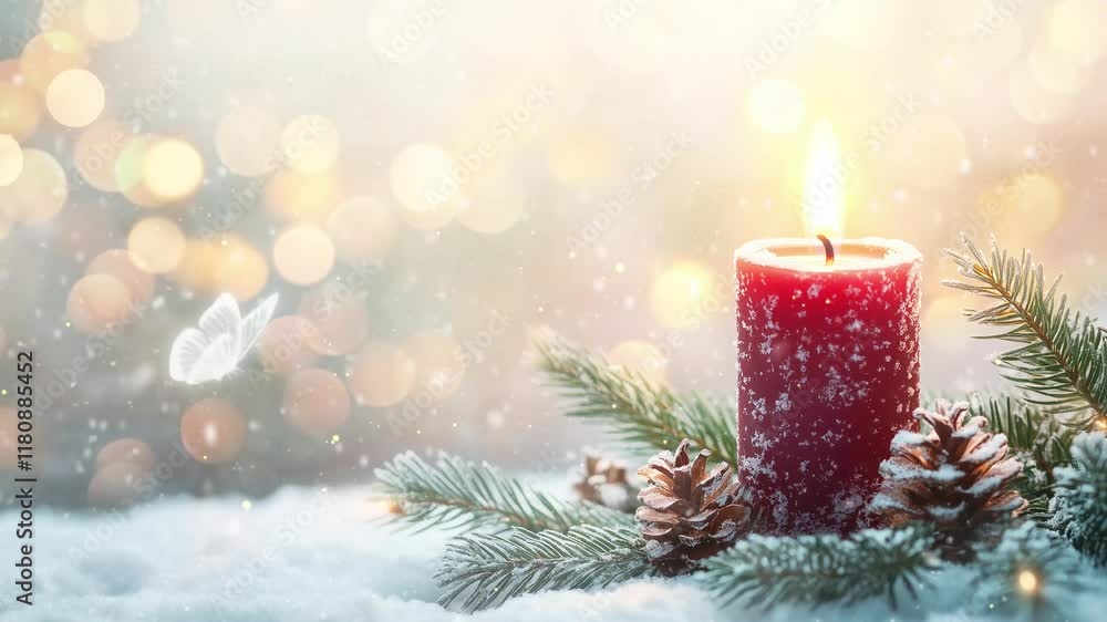 advent candle fir tree branches and holiday decoration seamless looping overlay 4k virtual video animation background advent candle fir tree branches and holiday decoration seamless looping overlay 4k virtual video animation background