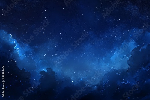 Fototapeta Naklejka Na Ścianę i Meble -  Night sky with blue clouds and stars.