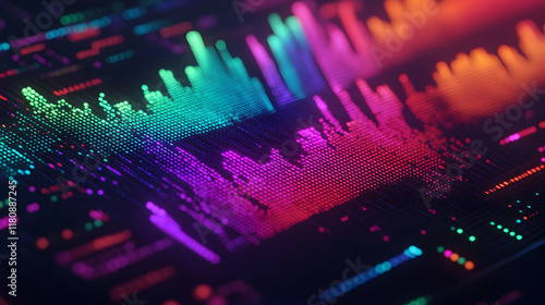 Dynamic sound wave visualization digital space graphic art vibrant environment abstract concept