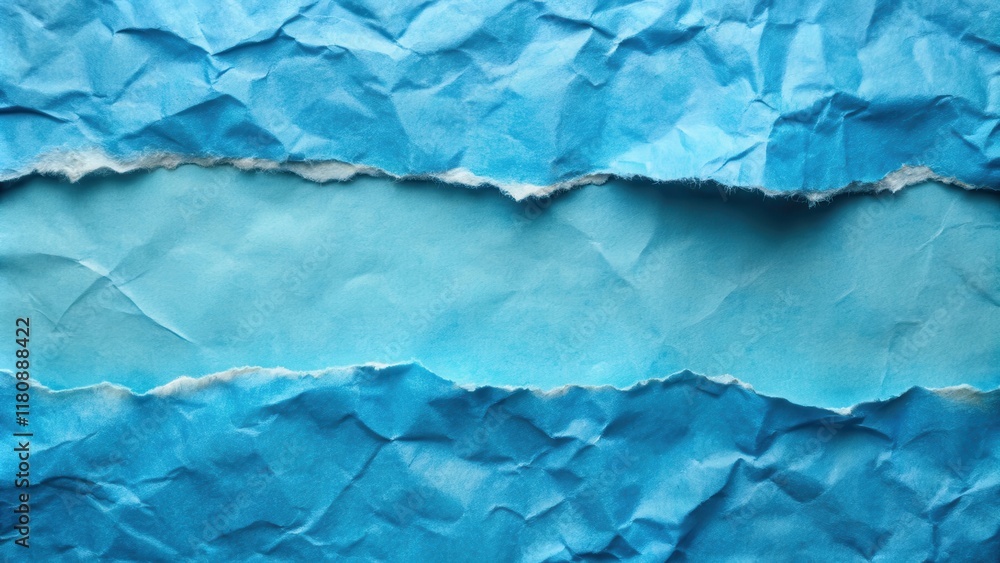 Obraz premium Torn Blue Paper Texture with Central Blank Space for Text or Image