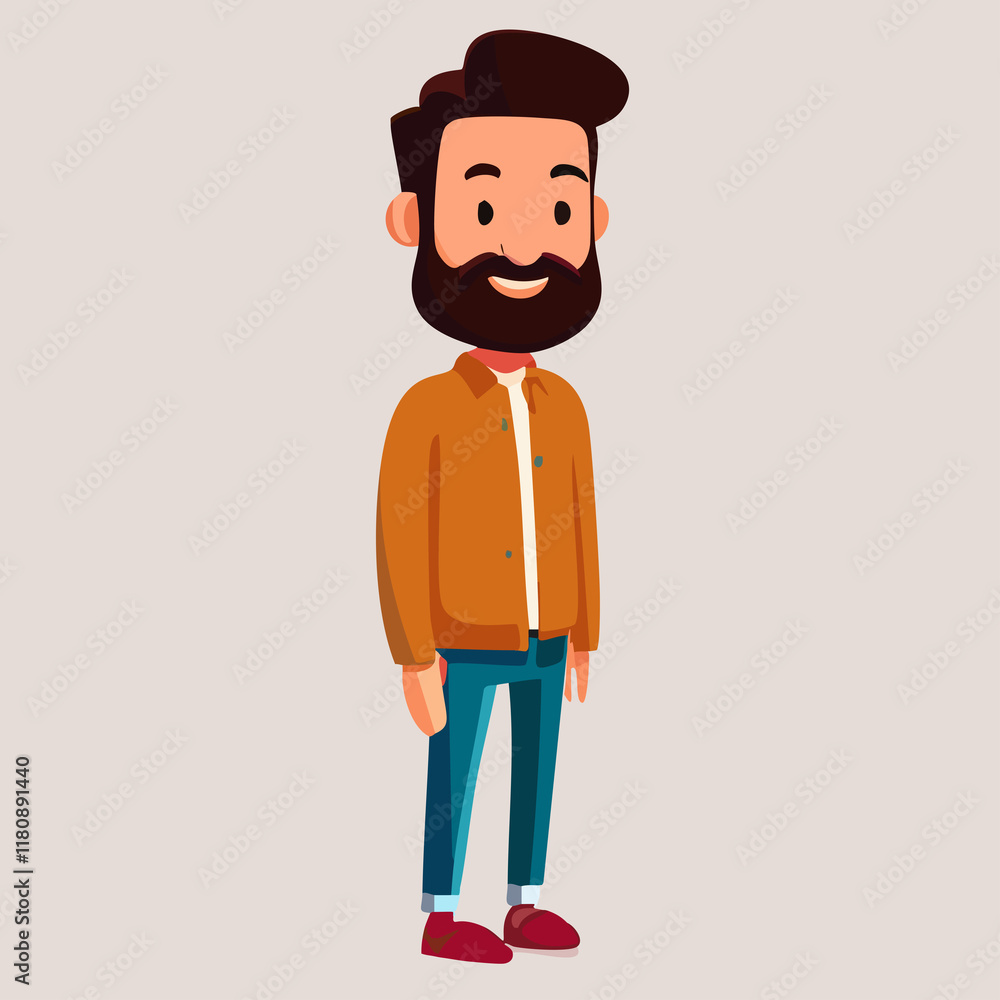 Stylish Bearded Man in Casual Outfi Stylish Bearded Man in Casual Outfi
