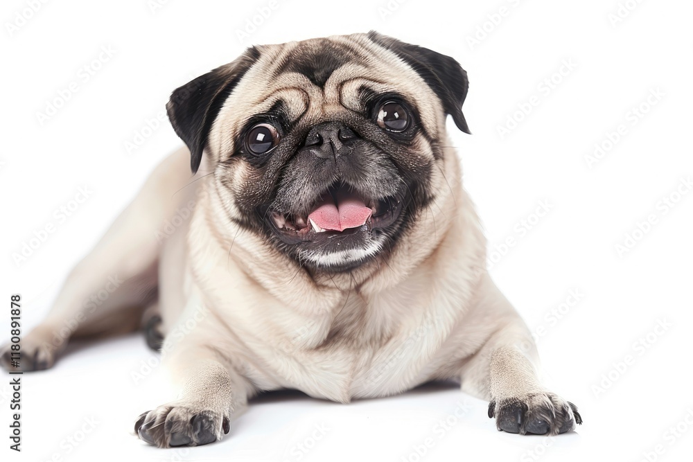 Sharp Image of Funny, Cute and Playful Pug Dog Isolated on White Sharp Image of Funny, Cute and Playful Pug Dog Isolated on White