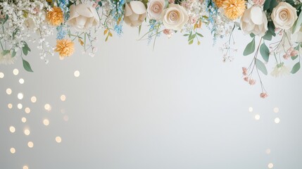 A white background with a floral border