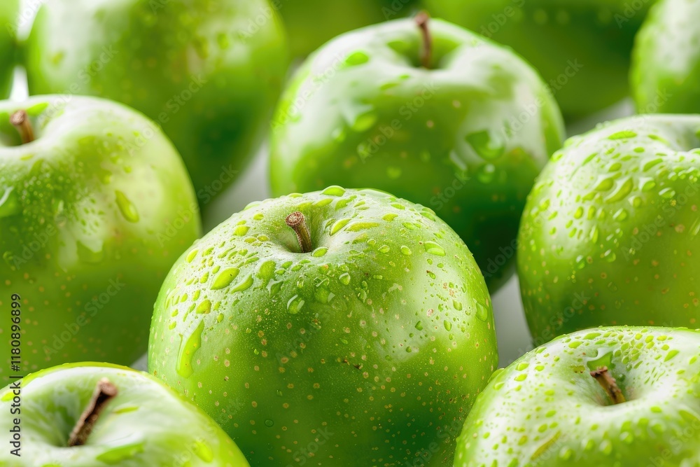 Detailed Color Image of Green Apples on White Background Detailed Color Image of Green Apples on White Background