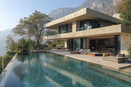 Wallpaper Mural Modern villa with stunning mountain views and infinity pool during daylight Torontodigital.ca