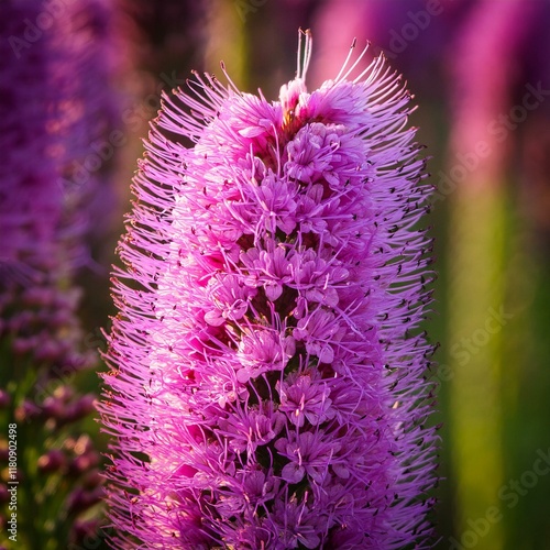 リアトリスは春に咲く花で花びらが糸状になって咲いている
