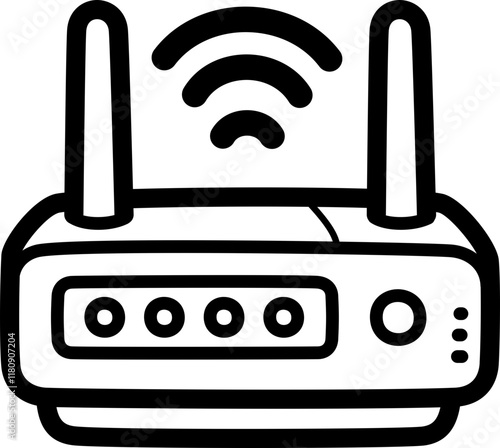 Access point doodle vector icon and illustration