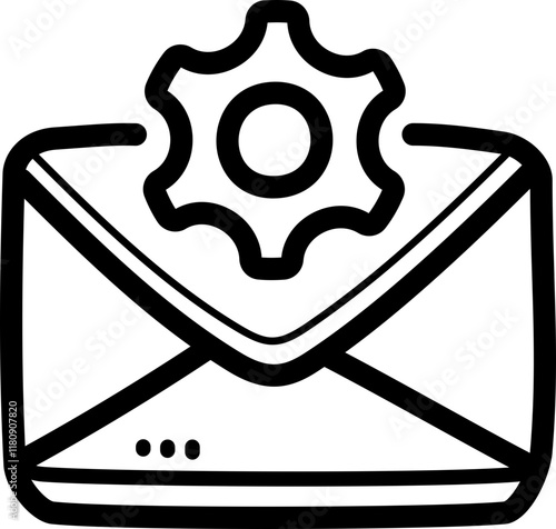 Email setting doodle vector icon and illustration