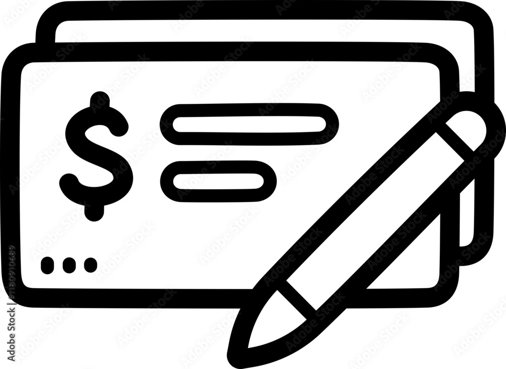 Cheque doodle vector icon and illustration Cheque doodle vector icon and illustration