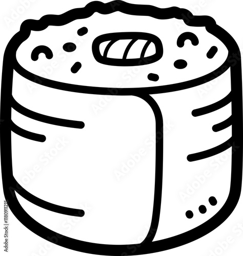 Maki sushi doodle vector icon and illustration