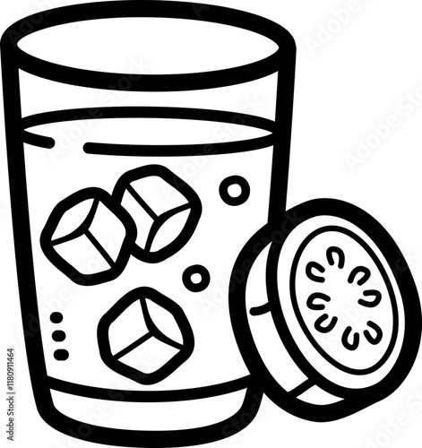 Zucchini drink doodle vector icon and illustration