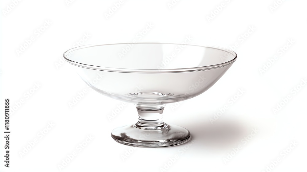 Elegant glass dessert bowl, isolated on a clean white background Elegant glass dessert bowl, isolated on a clean white background