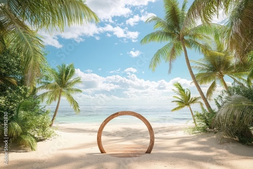 Tropical beach archway product display photo