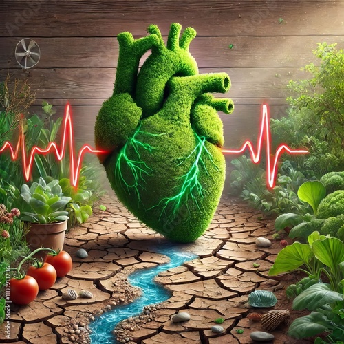 Revival A dry parched heart turns green and begins to pulsate su