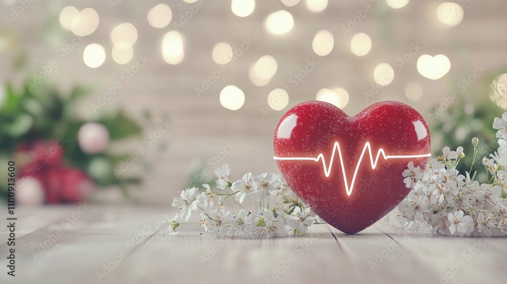 Fototapeta premium Heart Health and Spring Blossoms: A Symbol of Life and Renewal