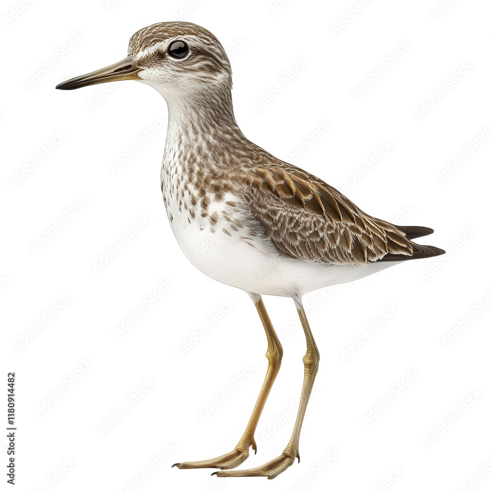 bird standing upright. showcasing its slender body. long legs. and distinctive plumage the bird has a pointed beak and a mix of brown and white feathers. typical of shorebirds the background is plain. bird standing upright. showcasing its slender body. long legs. and distinctive plumage the bird has a pointed beak and a mix of brown and white feathers. typical of shorebirds the background is plain.