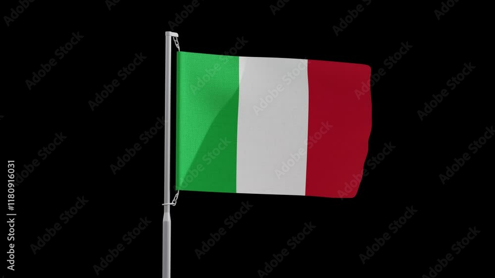 Italy Waved Flag Mockup With Pole Alpha Motion Graphics Animation Italy Waved Flag Mockup With Pole Alpha Motion Graphics Animation