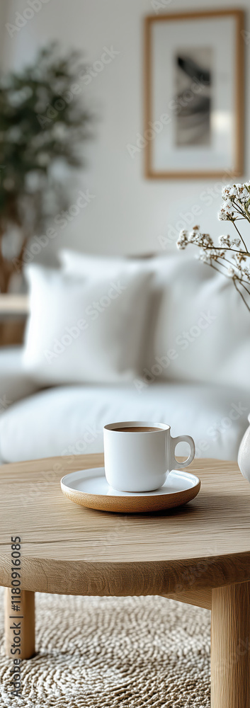 Close-up morning coffee on the table in the living room. Close-up morning coffee on the table in the living room.